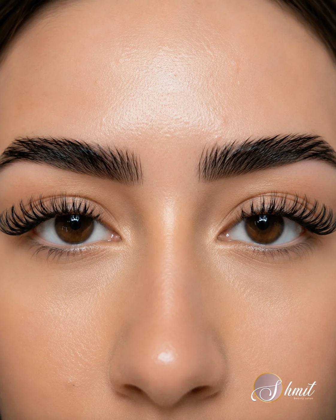 Primer plano de cejas diseñadas y definidas en Shmit Beauty Salon Madrid